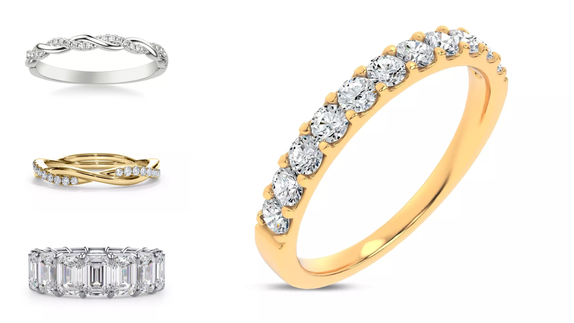 composite image of bestsellers from Rare Carat, one of the best online retailers for natural diamond promise rings