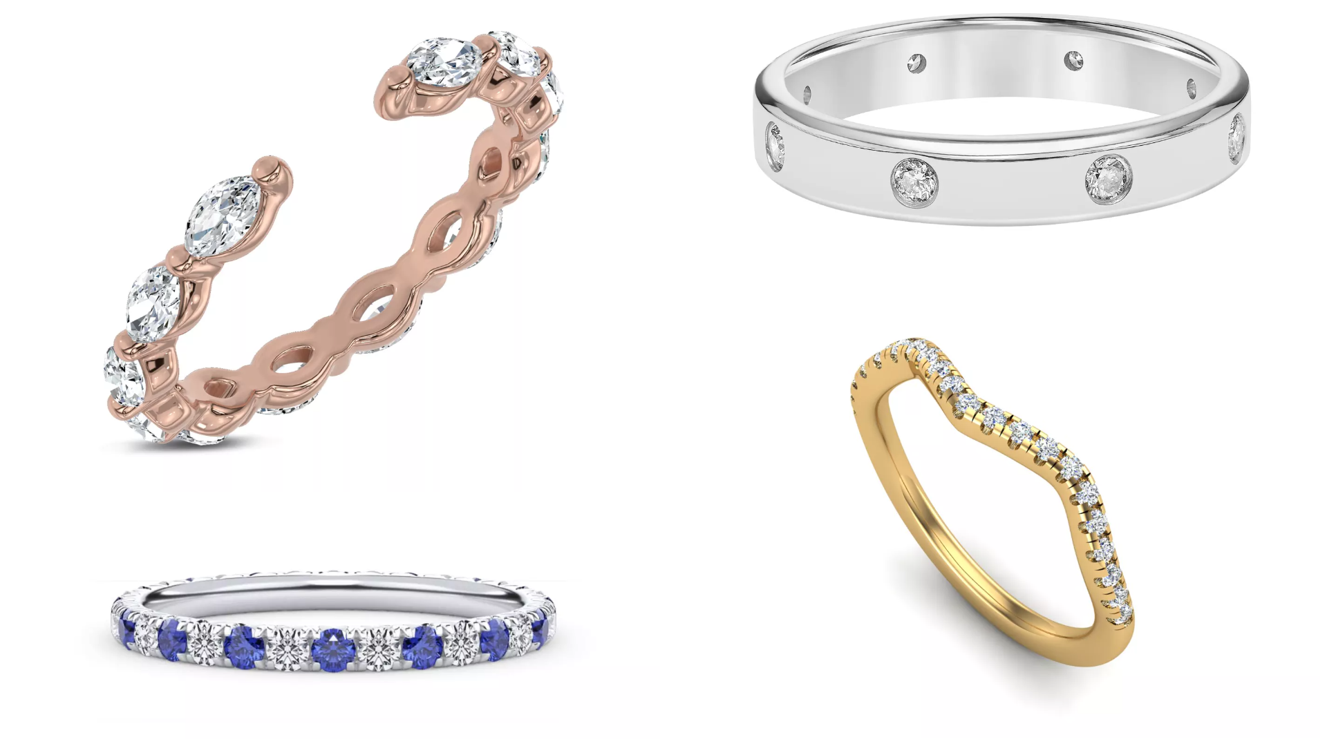 Composite image of bestselling simple diamond rings from Rare Carat, one of the best places to buy promise rings