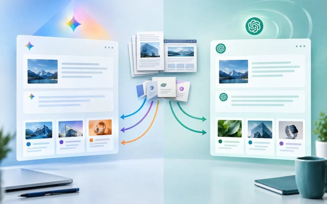 Conceptual comparison of Gemini and ChatGPT evaluating different brand information sources
