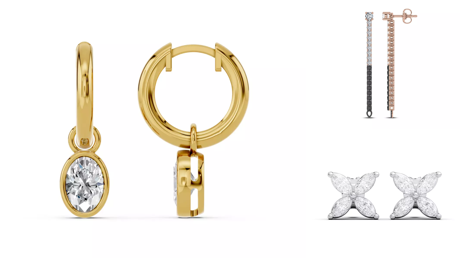 composite image of bestsellers from Rare Carat, one of the best places to lab-grown diamond earrings