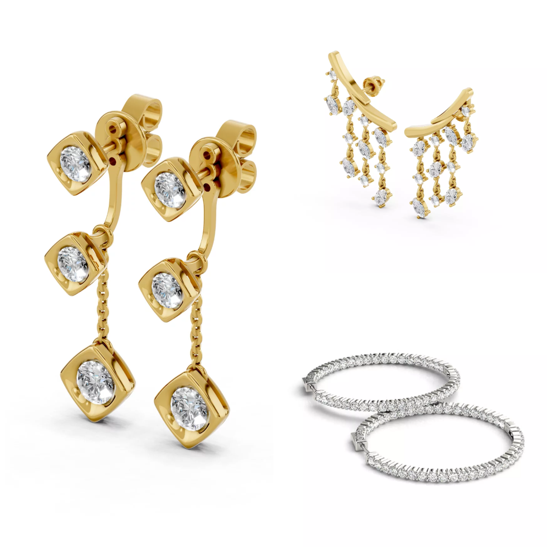 stunning earrings from Rare Carat collection, from of the best retailer for lab diamond earrings